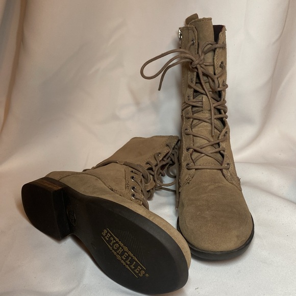 Seychelles Shoes - Seychelles No Bones About It Stone Leather Lace/ Zipper Calf Height Boot Size 7